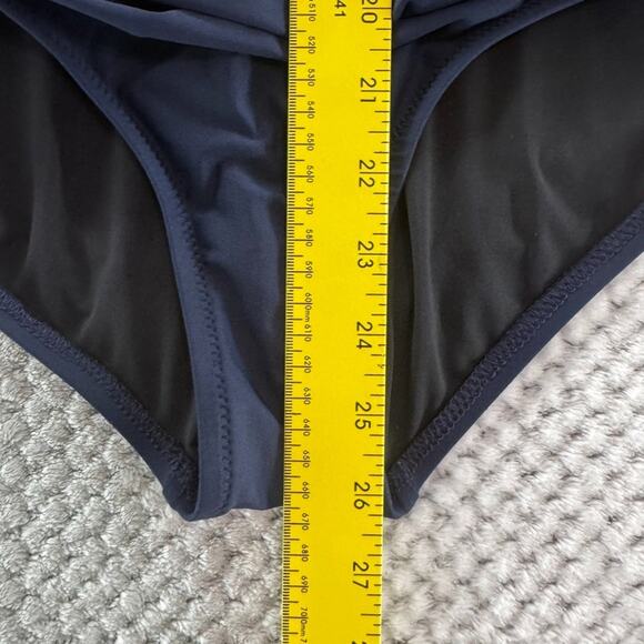 J Crew Swimsuit Women 4 Blue One Piece Plunge Ruched Swimwear Pool Beach - Picture 11 of 16